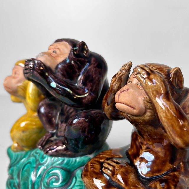 Kutani-Yaki Three Wise Monkeys Sculpture by Nukagawa Kiyoshi, Japan, 1960s For Sale - Image 11 of 18