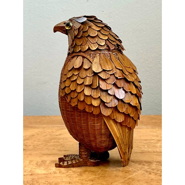 Mid-Century Modern Vintage Shanghai Weave Woven Rattan Bird For Sale - Image 3 of 12