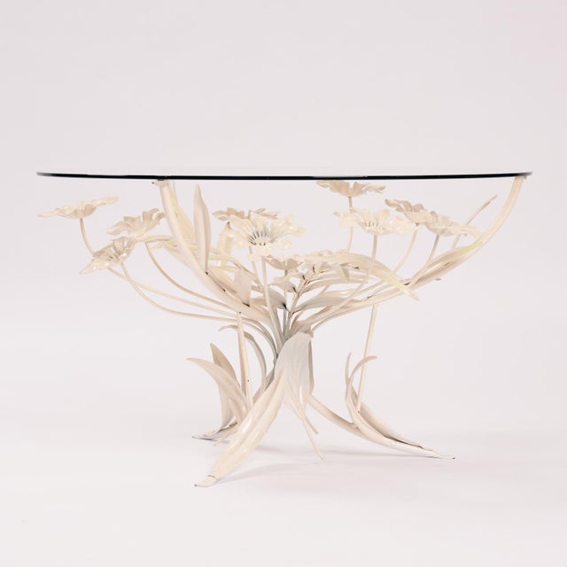 Mid-Century Modern Vintage Holywood Regency Metal Glass Flower Table from Hans Kogl, 1970s For Sale - Image 3 of 14
