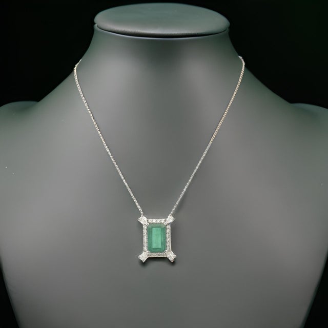 Natural Quality Emerald and Diamond Necklace 18" in length set in 14k Gold 6.04 TCW Certified $14,950 310645 This is a...