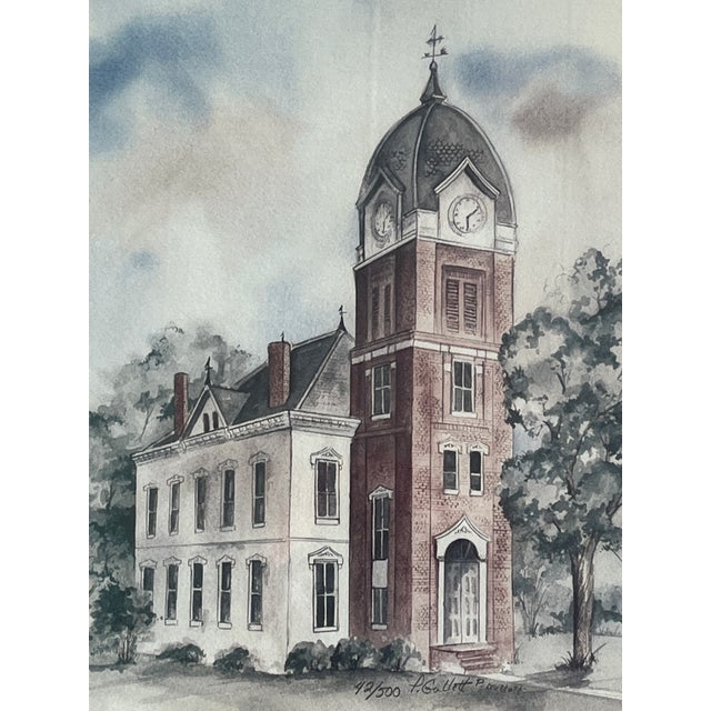 Brown 1970s Fayette County Courthouse, Georgia by Patsy Gullett 16 X 13 For Sale - Image 8 of 10