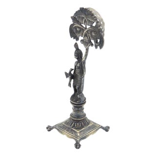 Silver Toothpick Holder with Pre-Columbian Figure For Sale