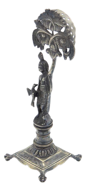 Silver Toothpick Holder with Pre-Columbian Figure