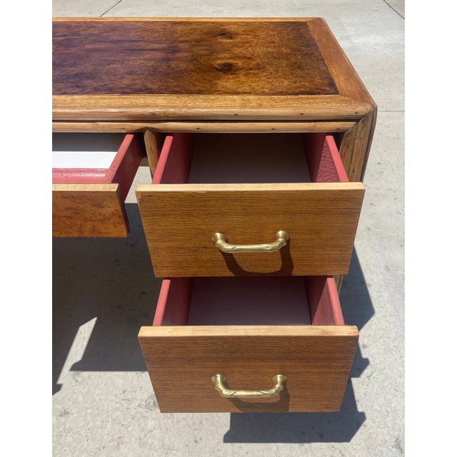 Authentic McGuire Vintage Writing Desk With Burlwood Top For Sale - Image 12 of 17