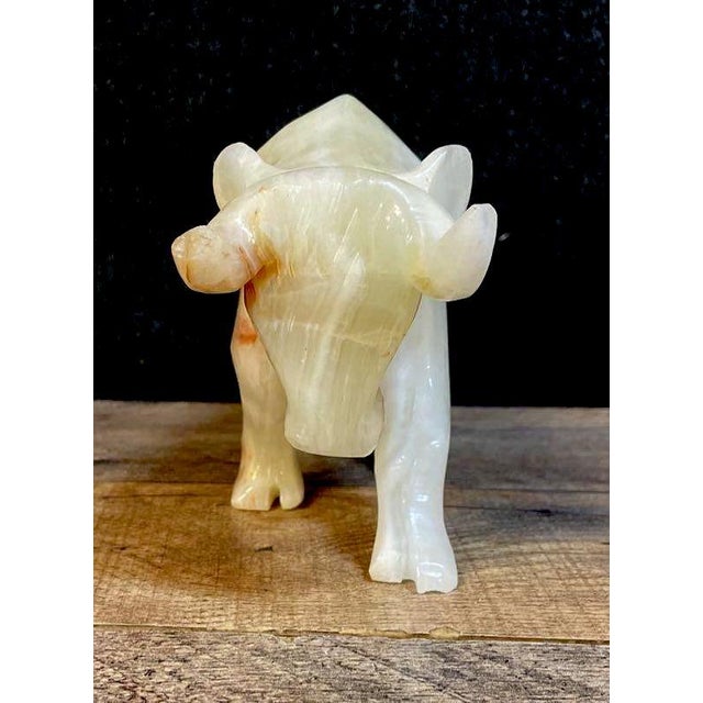 Carved Charging Bull: Mid-Century Brutalist Onyx Sculpture Mexico - 9" For Sale - Image 10 of 17