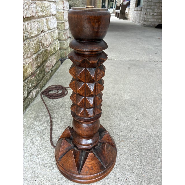 1940s 1940s Charlies Dudouyt Wooden Table Lamp, France For Sale - Image 5 of 14