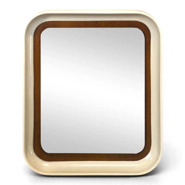 Italian Mirror in Resin and Teak, 1970s For Sale - Image 6 of 6