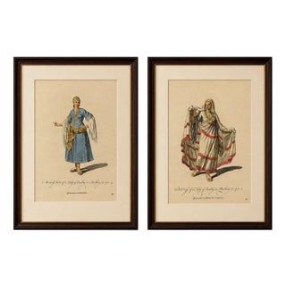 European School Artist, Barbary Ladies in Morning and Ceremonial Dress, 1749, Engravings, Set of 2 For Sale