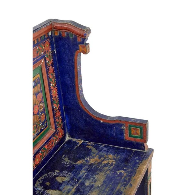19th Century Folk Art Hand Painted Corner Seat For Sale - Image 4 of 11