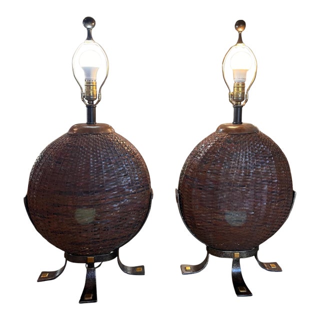 Vintage Exceptional Sculptural Table Lamps by Maitland-Smith, Hand Made in the Philippines - a Pair For Sale