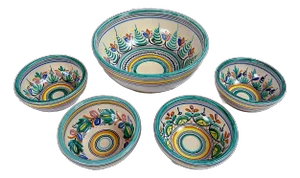 Vintage Spanish Talavera Salad Bowls - Set of 5