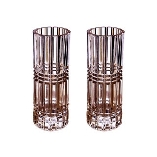Vintage French Cut Glass Lead Crystal Vases - A Pair For Sale