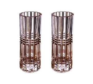 Vintage French Vases Cut Glass Lead Crystal - A Pair