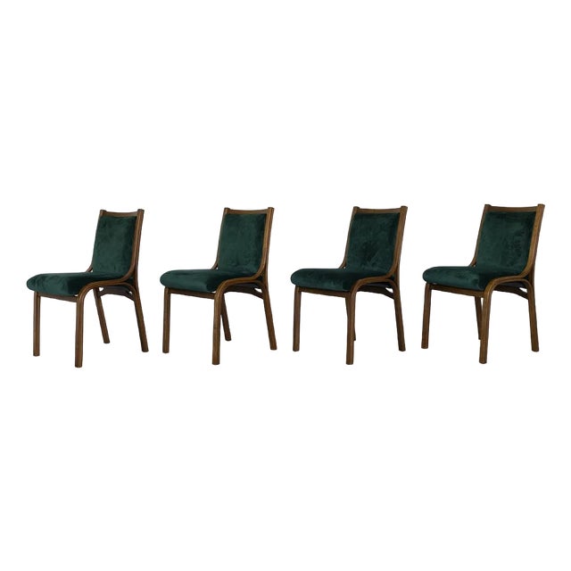 Walnut and Velvet Cavour Chairs by Gregotti, Meneghetti and Stoppino for Sim, 1960s, Set of 4 For Sale