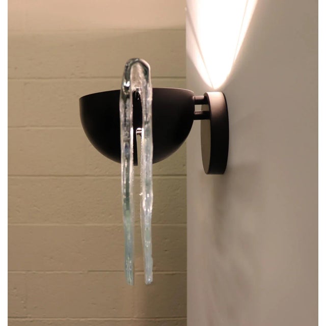 Transparent Mauro Marzollo Murano Hand Cast Glass Wall Lamp For Sale - Image 8 of 13
