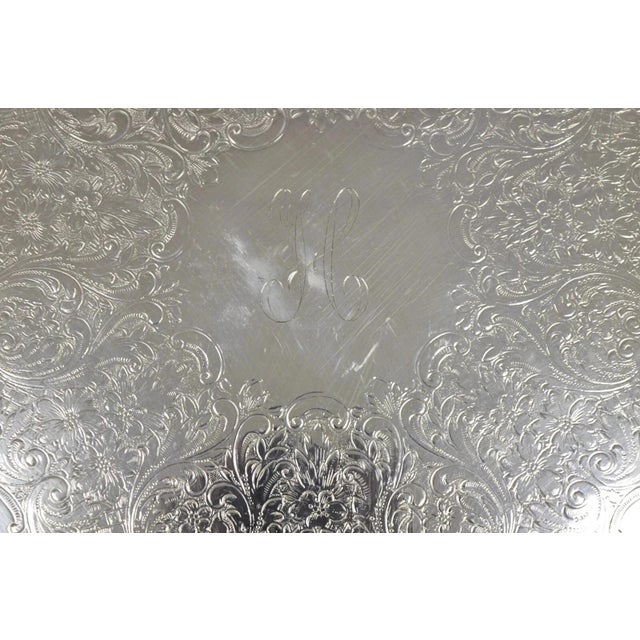 Vintage Epca Silverplate by Poole 3216 Round Silver Platter Tray - Engraved For Sale - Image 11 of 11