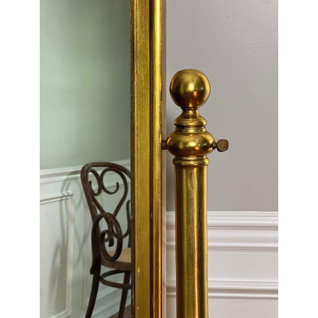 1970s Hollywood Regency Giltwood Cheval Floor Mirror For Sale - Image 9 of 13