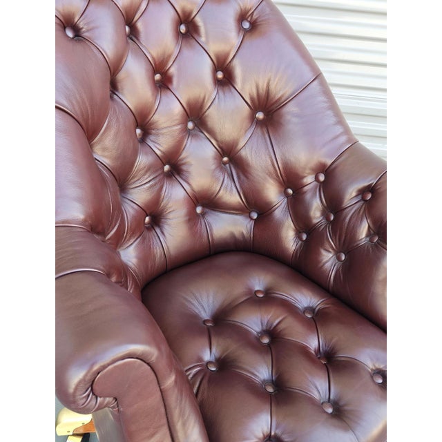 Oxblood Red Executive Leather Tufted Chesterfield Office Chair For Sale - Image 8 of 12