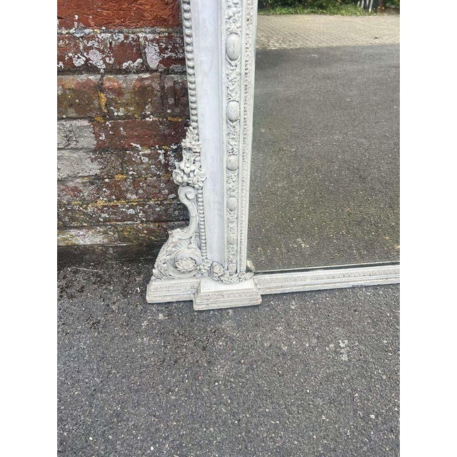 Large Antique English Painted Overmantle Mirror For Sale - Image 3 of 10
