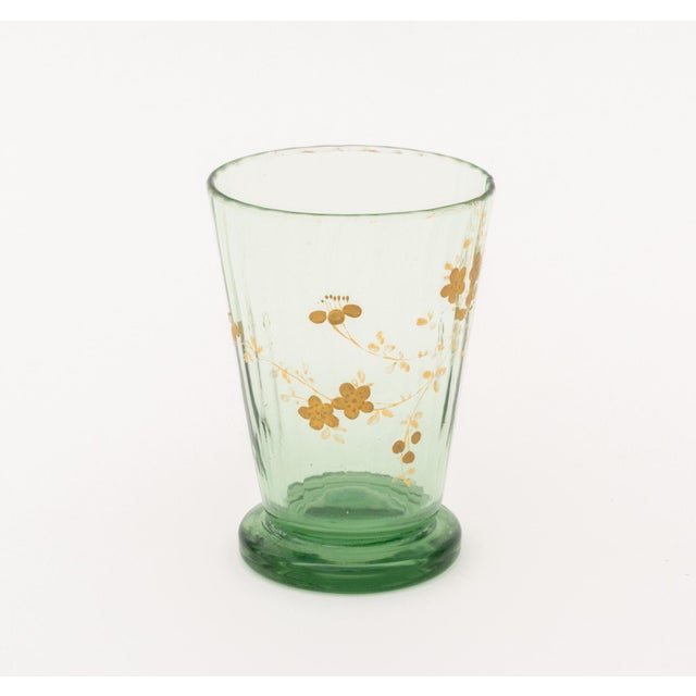 Gilt Painted Green Glass Vessels, 4 For Sale - Image 10 of 13
