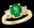 Oval Emerald and Diamond Three-Stone Ring 14 Karat Yellow Gold For Sale - Image 17 of 18