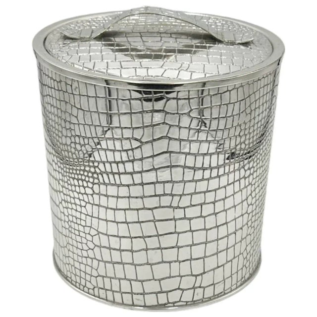 Vintage Christian Dior Silver Plated Croc Ice Bucket Made in Italy For Sale - Image 11 of 12