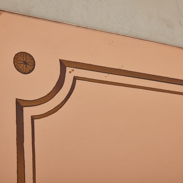 Pair of Rose Gold Back Painted Mirrors No. 06, France 1920s For Sale - Image 10 of 11