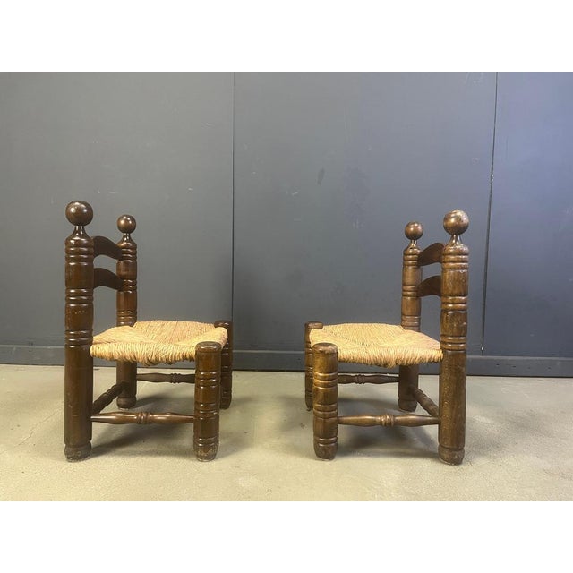 1960s Brutalist Children's Chairs attributed to Charles Dudouyt, 1960s, Set of 2 For Sale - Image 5 of 8