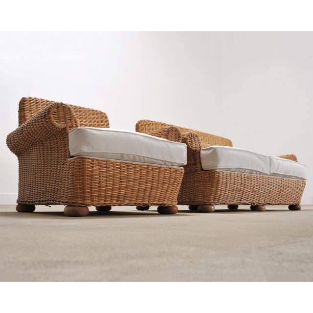 Organic Modern Woven Rattan Wicker Lounge Chair and Settee For Sale In Sacramento - Image 6 of 18