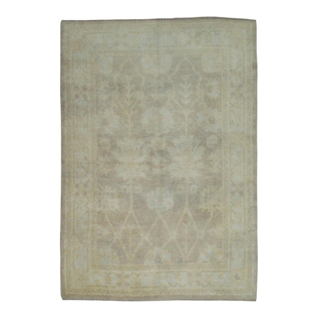 Vintage Inspired Turkish Oushak Carpet - 4'2" x 6'2" For Sale