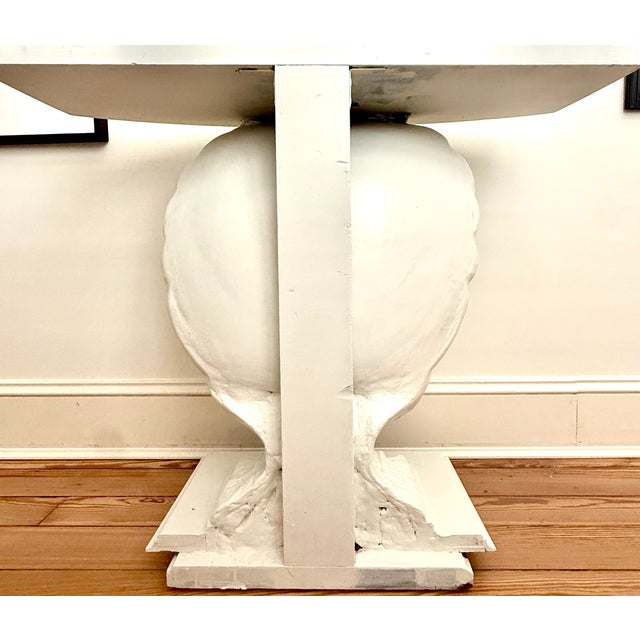 Wood 1940s White Shell Form Hollywood Regency Console Table For Sale - Image 7 of 13