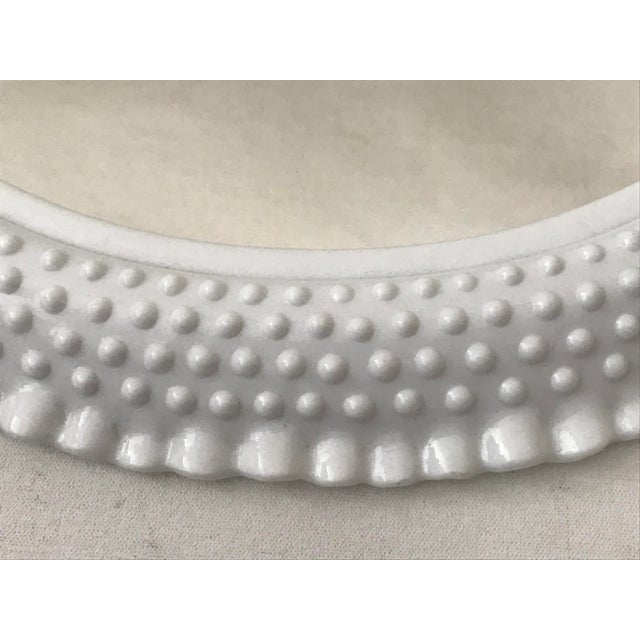 1970s Vintage Faux Milk Glass Hobnail Oval Wall Mirror For Sale - Image 5 of 9