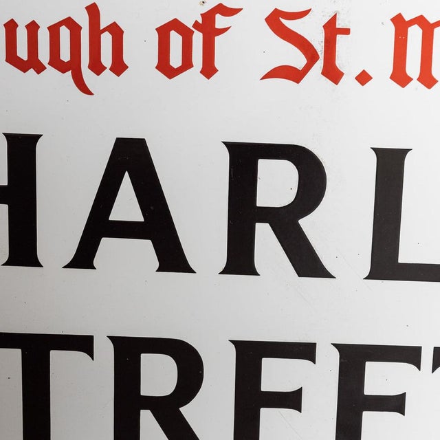 Enamelled Metal London Street Sign for Harley Street, 1930s For Sale - Image 3 of 11