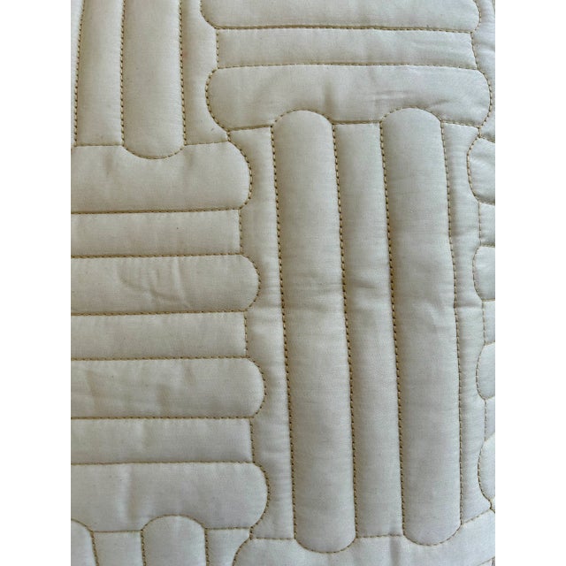 Art Deco Beige Quilted Italian Decorative Pillow by Pratesi For Sale - Image 3 of 10