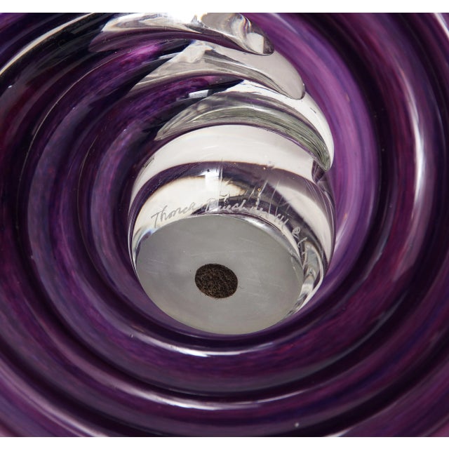 Violet 1990's Abstract Twirled Glass "Signed" Sculpture For Sale - Image 8 of 12