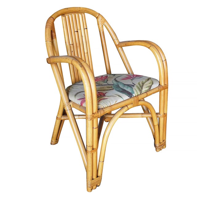 Restored MidCentury Swoop Rattan Armchair Dining Chair, Pair Chairish