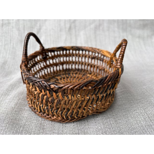 Small Vintage Woven Wicker Basket For Sale - Image 4 of 15