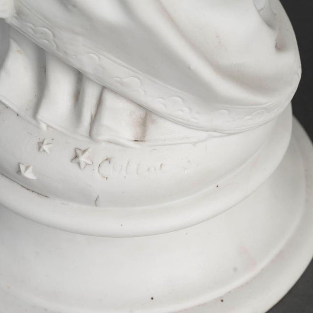 White Virgin Mary with Jesus Sculpture in Biscuit Porcelain For Sale - Image 8 of 9