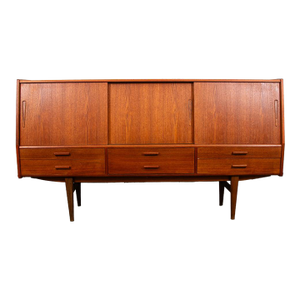 Mid Century Danish Modern Credenza Sideboard Central Bar Teak MCM 6 Drawers 78"