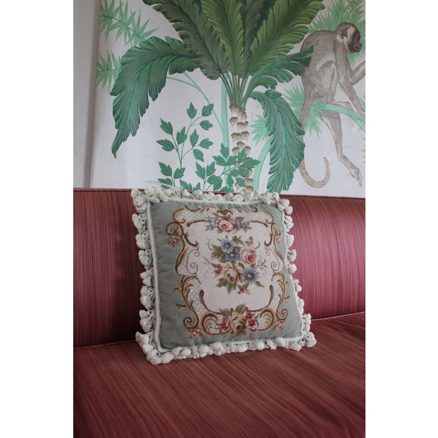 Textile French Traditional Wool Pedi Point Down Pillow With Loop Fringe and Cotton Tassels For Sale - Image 7 of 13