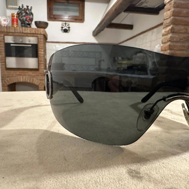 Italian 1990s Vintage Oversized Mask Sunglasses by Salvatore Ferragamo For Sale - Image 3 of 10