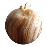 Vintage Solid Marble Variegated Apple Figurine Paperweight For Sale