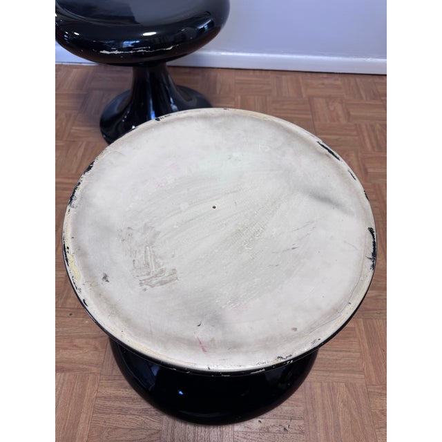 Pair Space Age Black Fiberglass Mushroom Pedestal Stools, 1960s–70s For Sale - Image 11 of 11