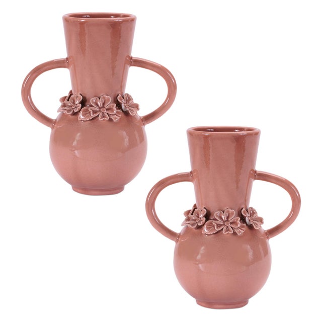 Kenneth Ludwig Chicago Storeware Vase with Floral Accent (Set of 2) For Sale - Image 4 of 4