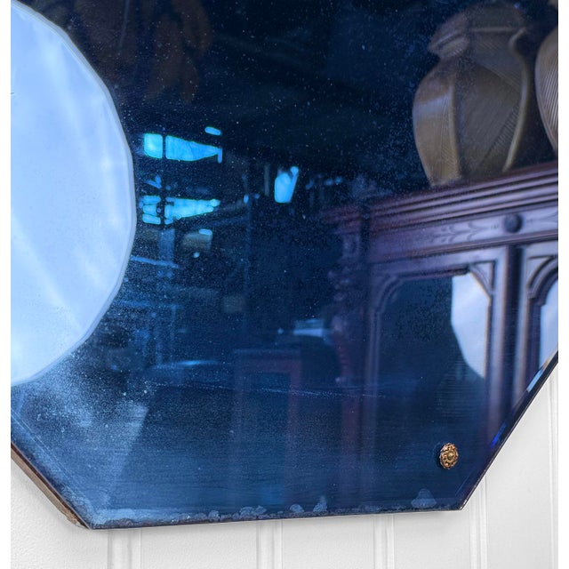 Vintage Art Deco Cobalt Blue Octagonal Wall Mirror - 28" For Sale - Image 6 of 10