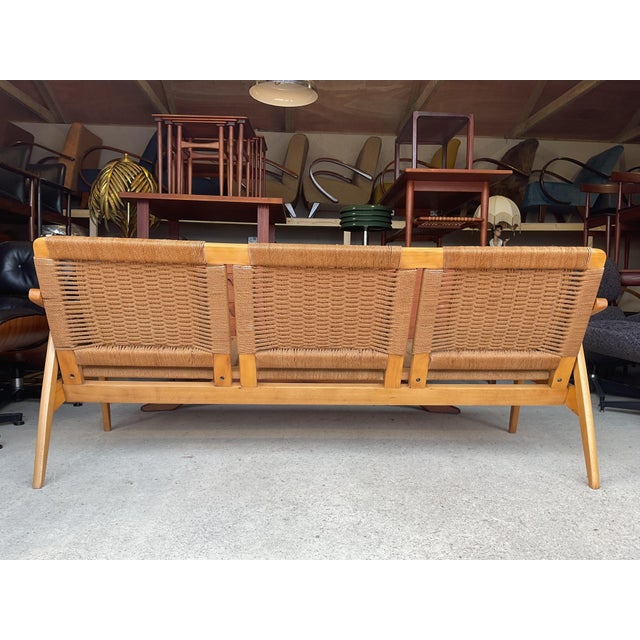 Mid-Century Danish Wicker Sofa in the style of Hans Wagner, 1960s For Sale - Image 11 of 18