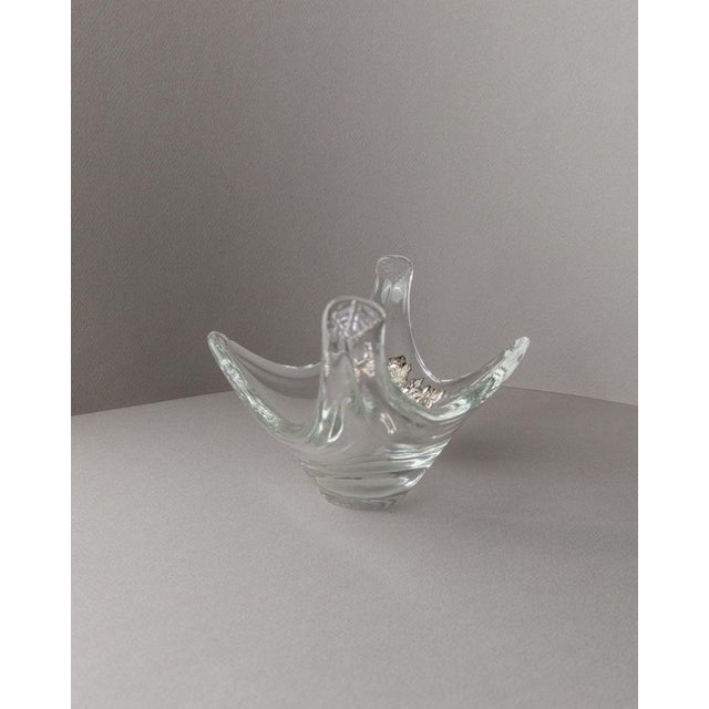 Metal Vintage Murano Glass Bowl with Silver Detail, Italy, 1970s For Sale - Image 7 of 11