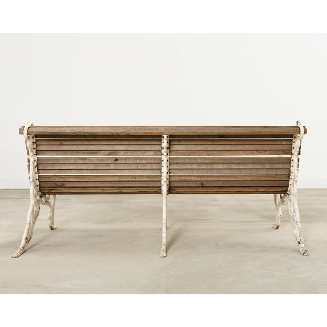 Country English Victorian Faux Bois Iron Garden Bench For Sale - Image 11 of 12
