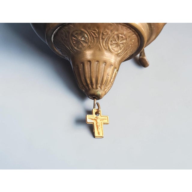 Antique Greek Orthodox Byzantine Brass Sanctuary Vigil Oil Lamp, 1920 For Sale - Image 11 of 12