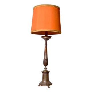 Antique 19th Century Silver-Plated Copper Torch-Holder Floor Lamp For Sale